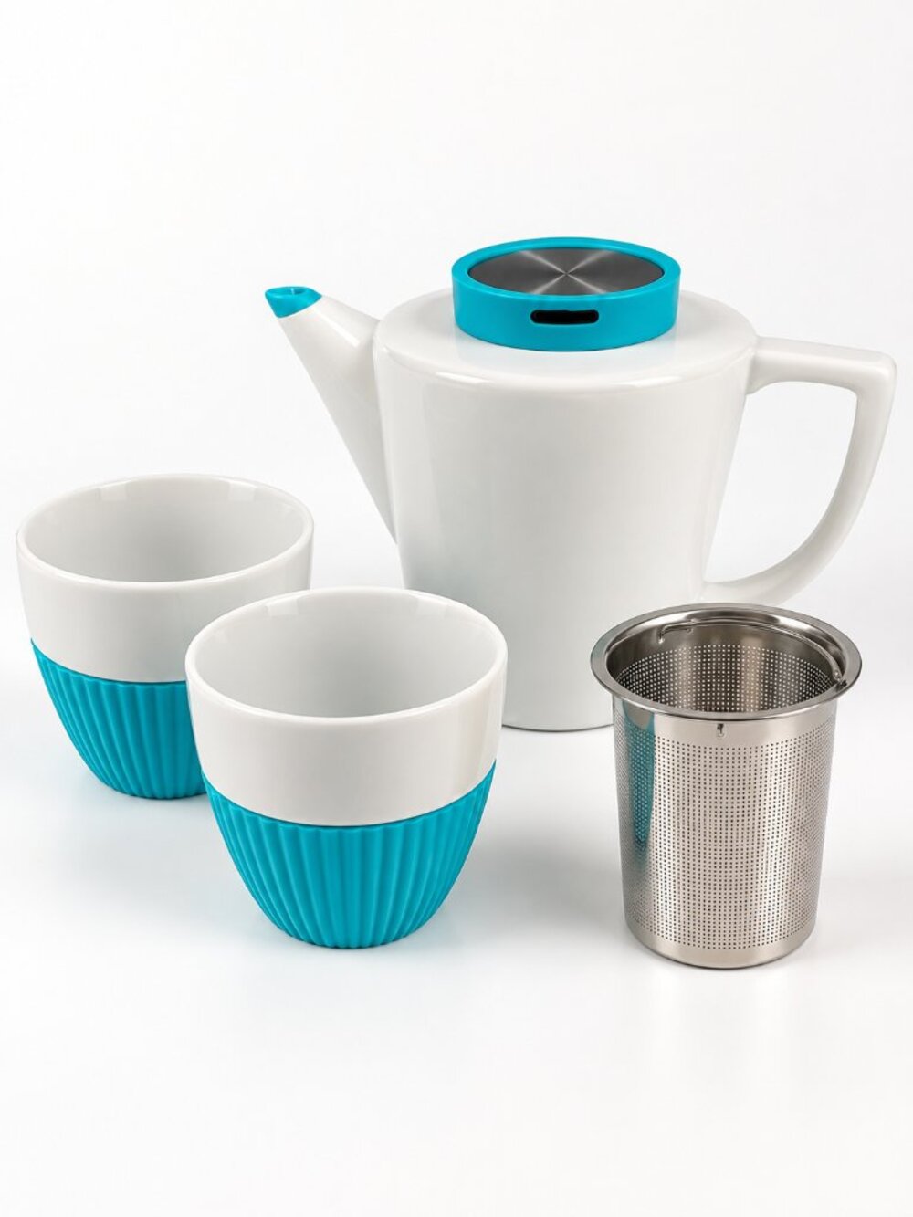 Like New Viva Scandinavia for DAVIDsTEA Ceramic Teapot, 2 Cups Turquoise Tea Set